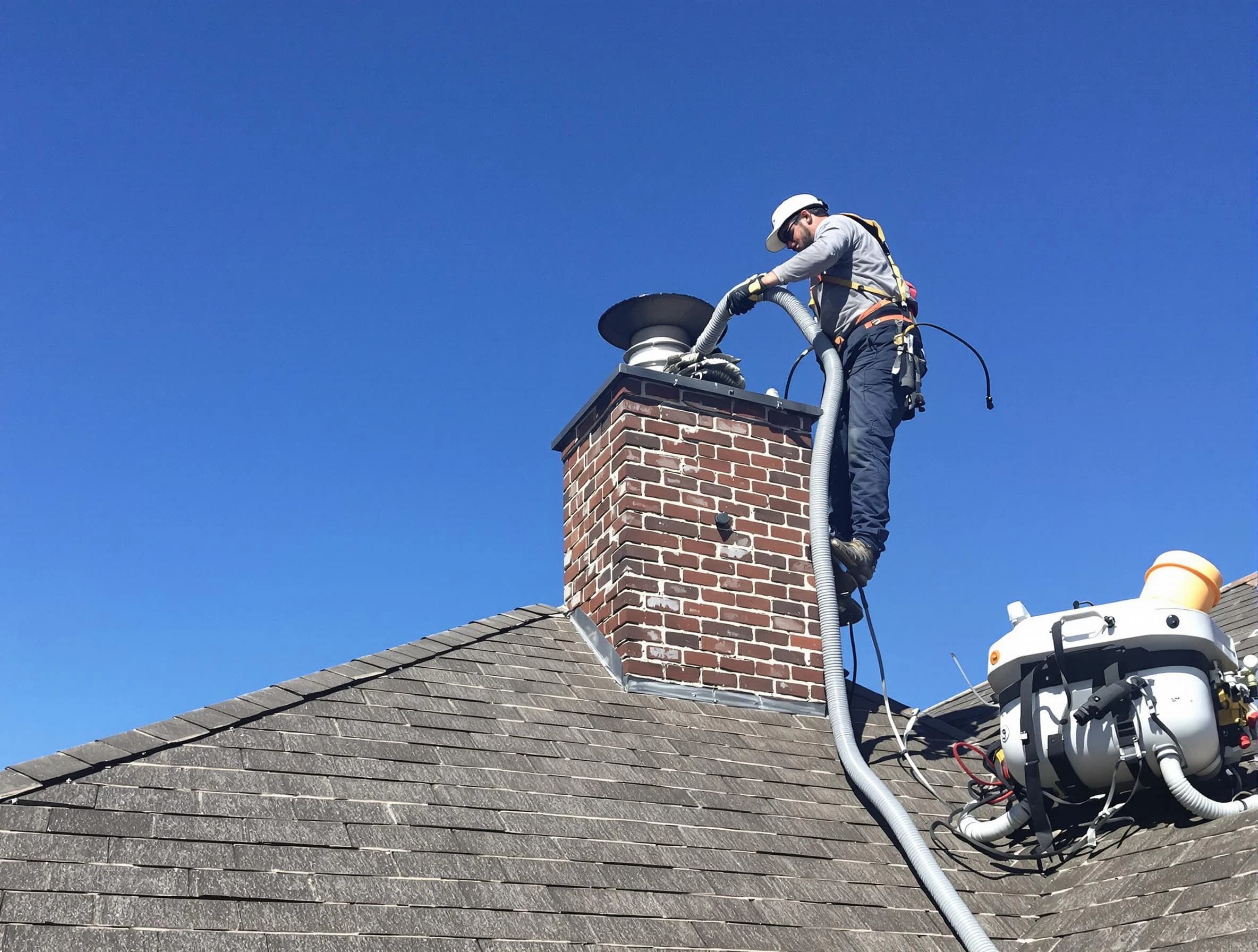 Dedicated Scott Chimney Sweep team member cleaning a chimney in Scott, PA