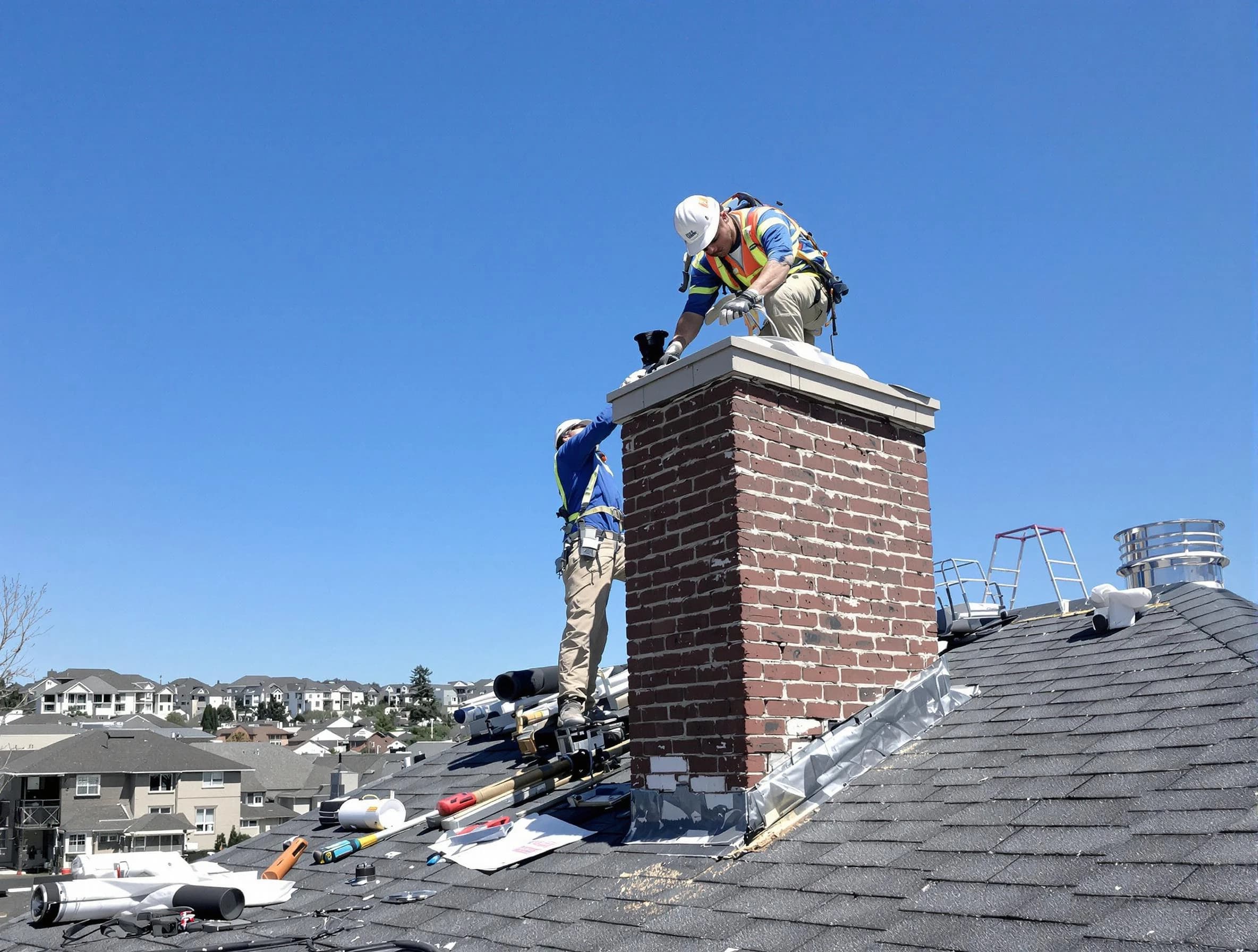 Scott Chimney Sweep repairing a chimney crown in Scott, PA