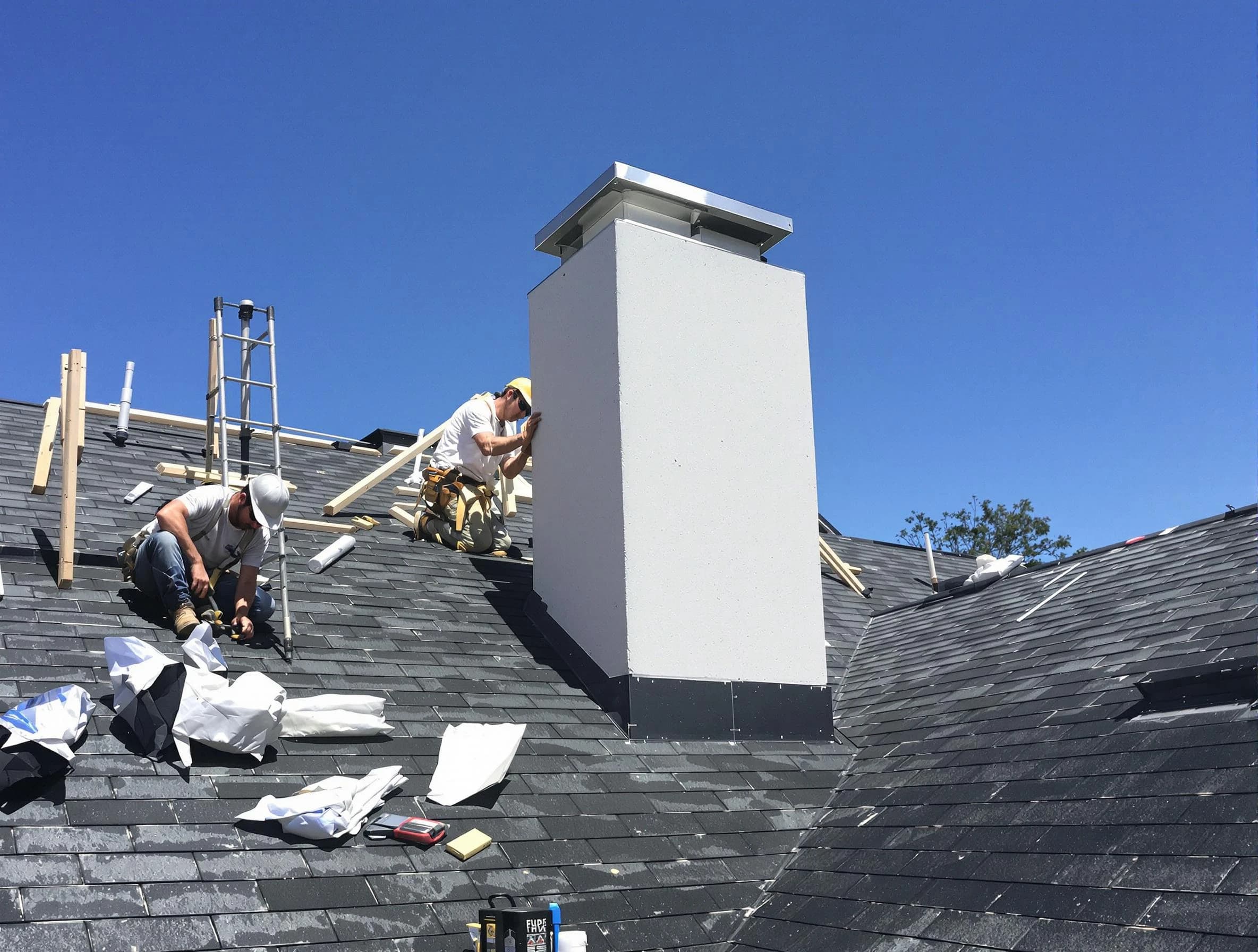 Scott Chimney Sweep crew installing a new chimney in Scott, PA