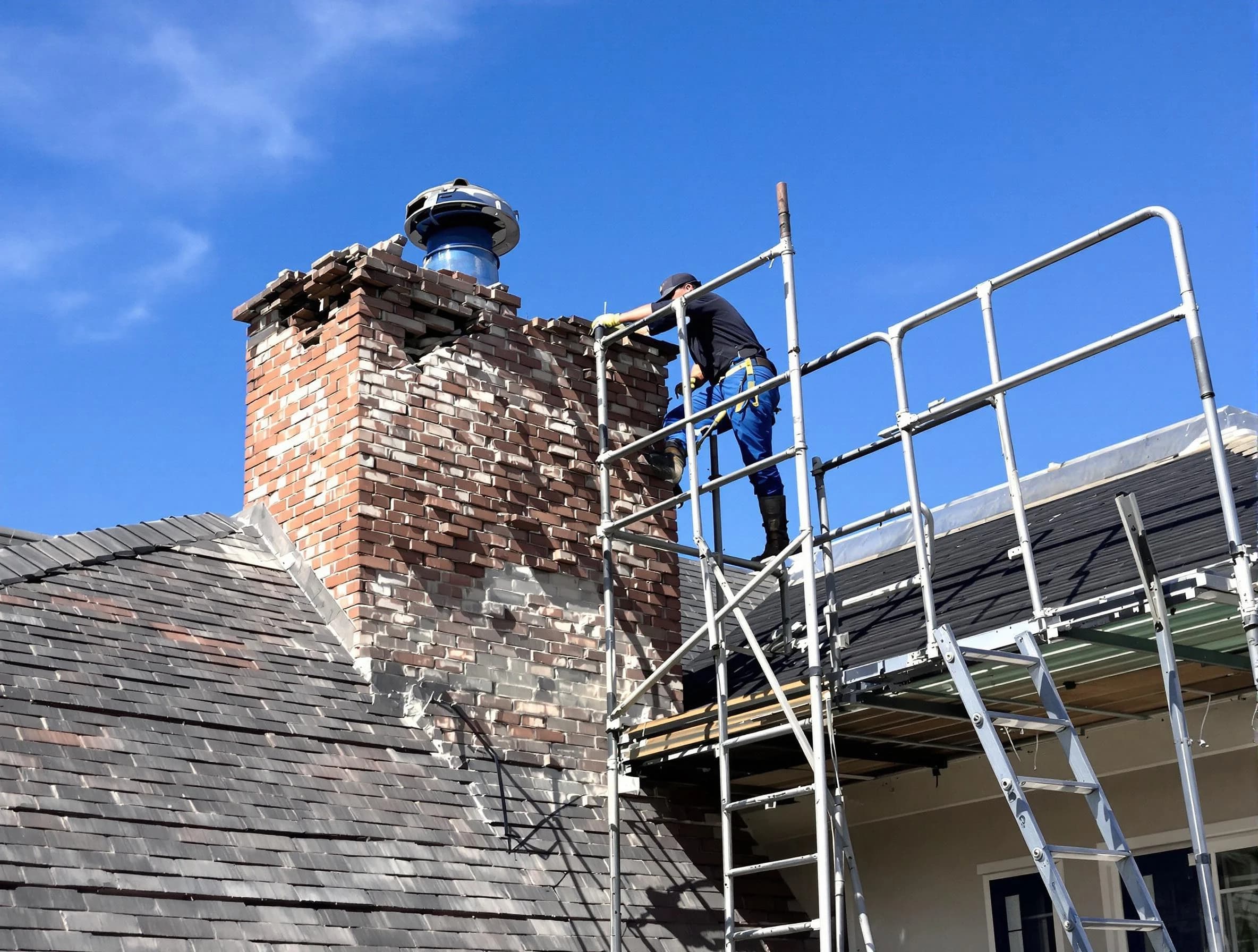 Rebuilding a chimney structure by Scott Chimney Sweep in Scott, PA