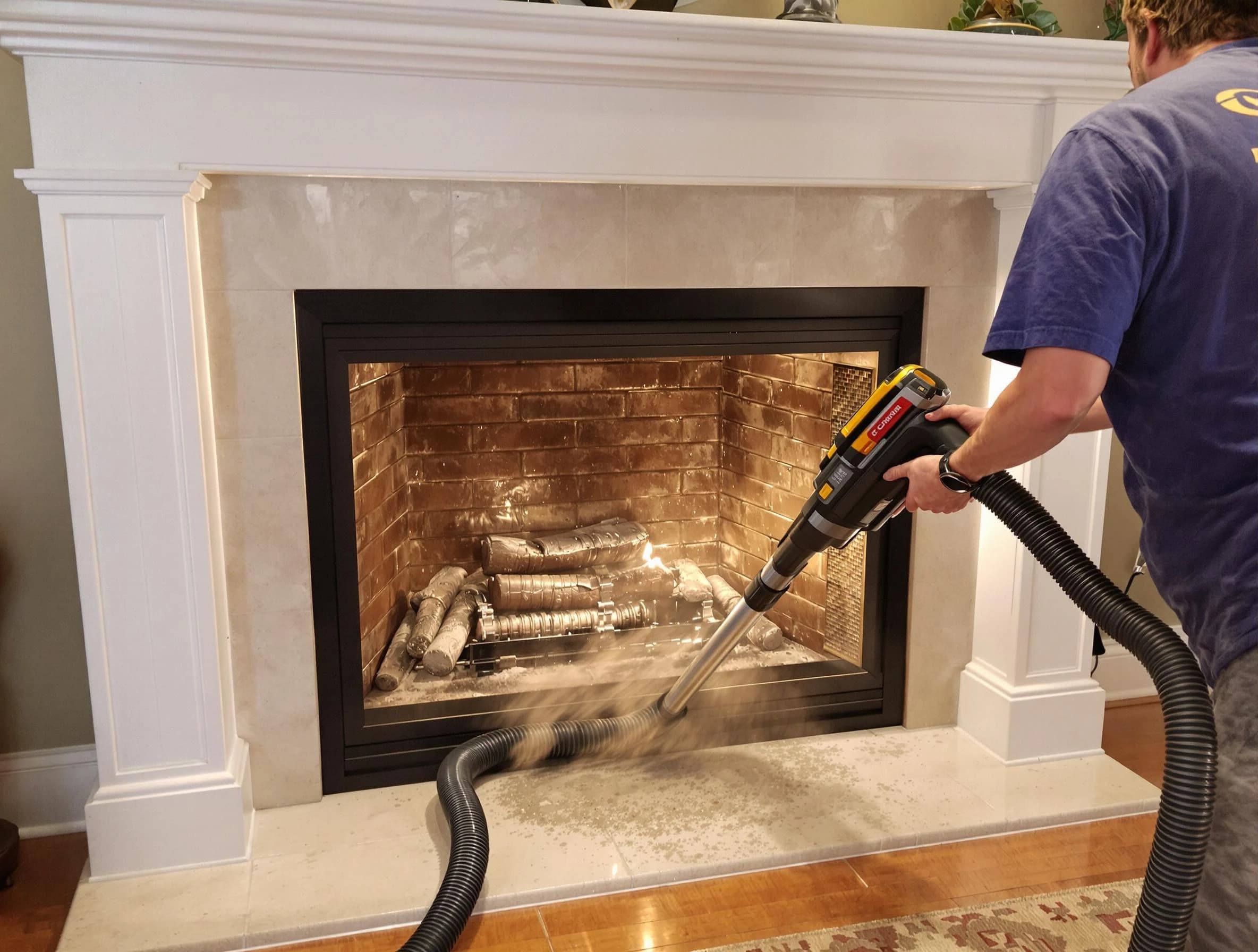 Fireplace cleaning performed by Scott Chimney Sweep in Scott, PA