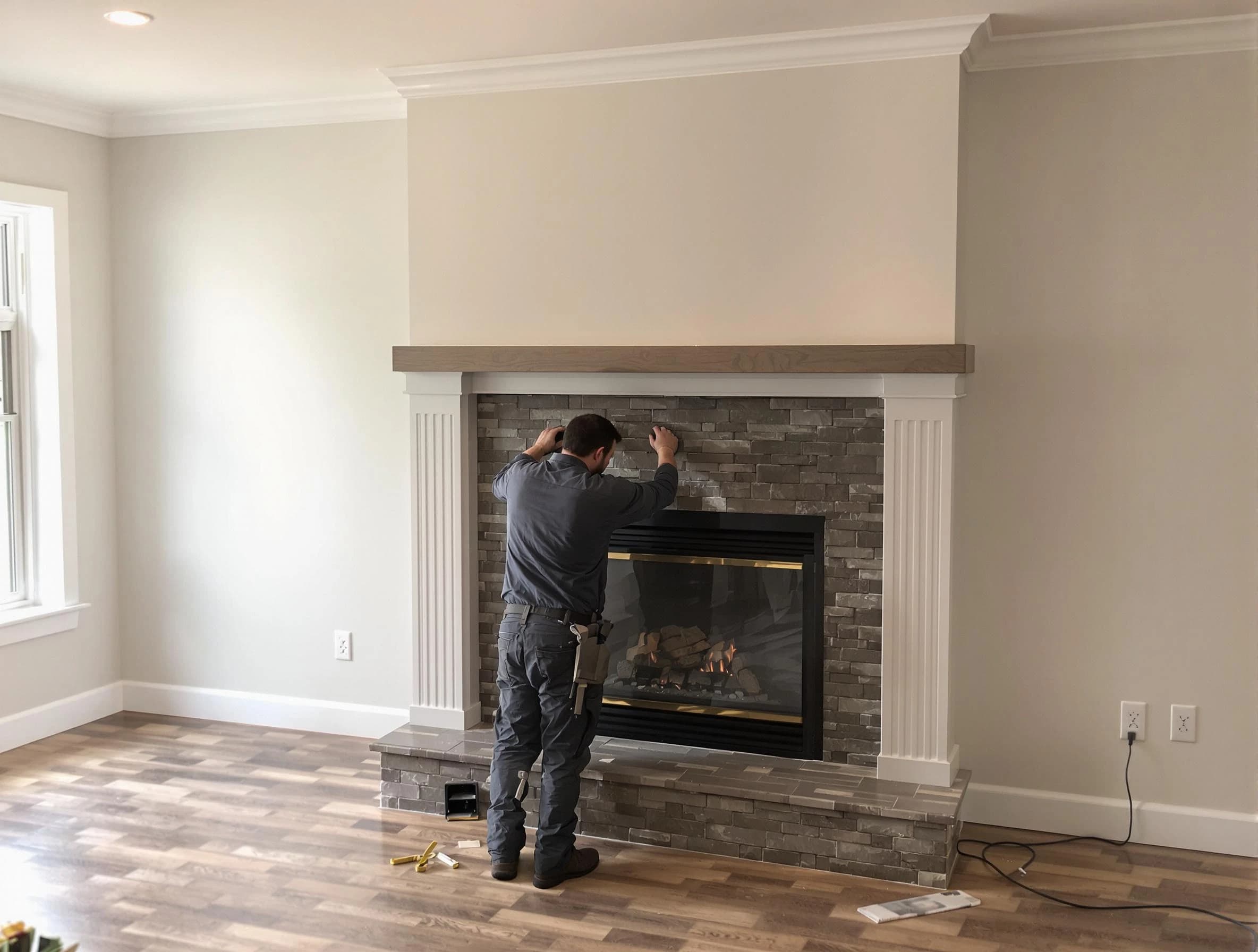 Scott Chimney Sweep finishing a custom fireplace install in Scott, PA