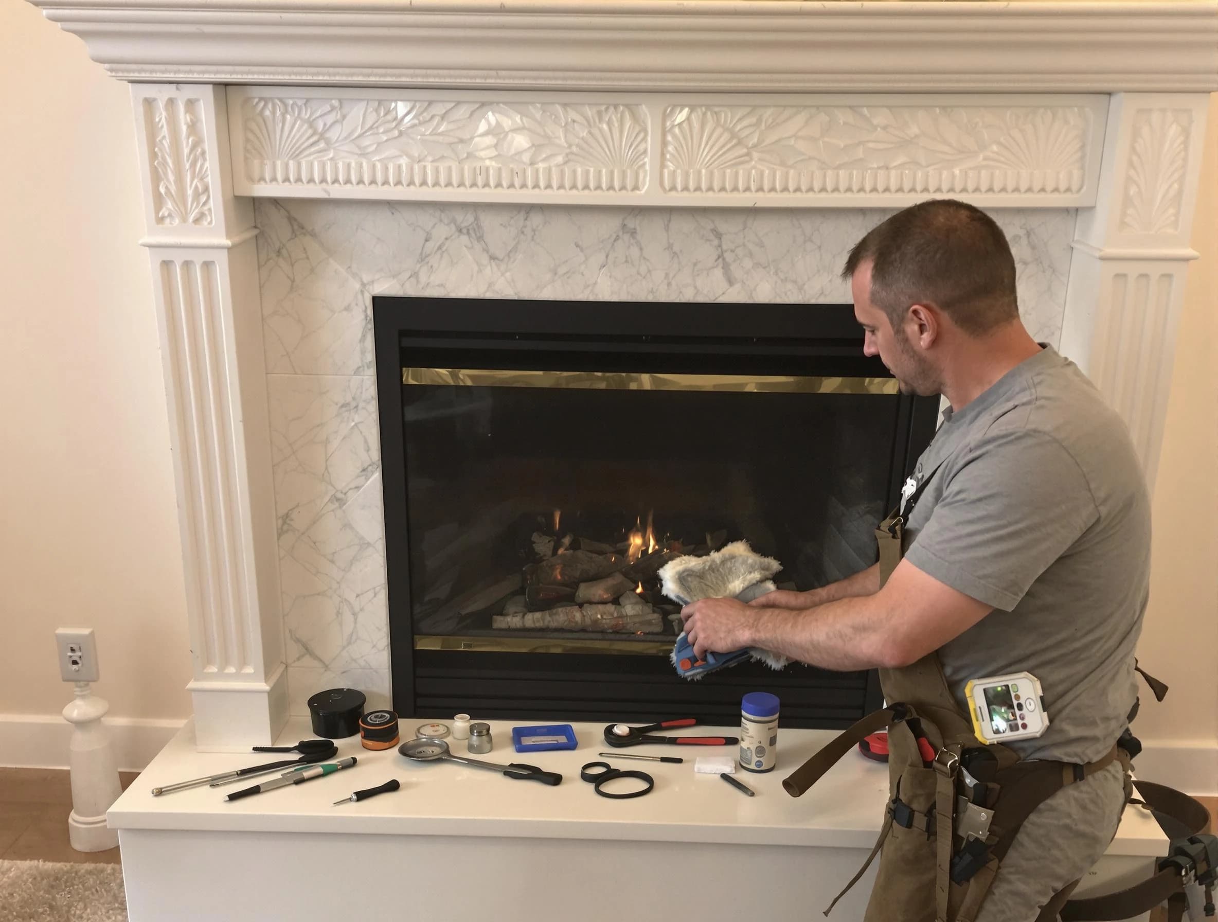 Scott Chimney Sweep performing fireplace maintenance in Scott, PA