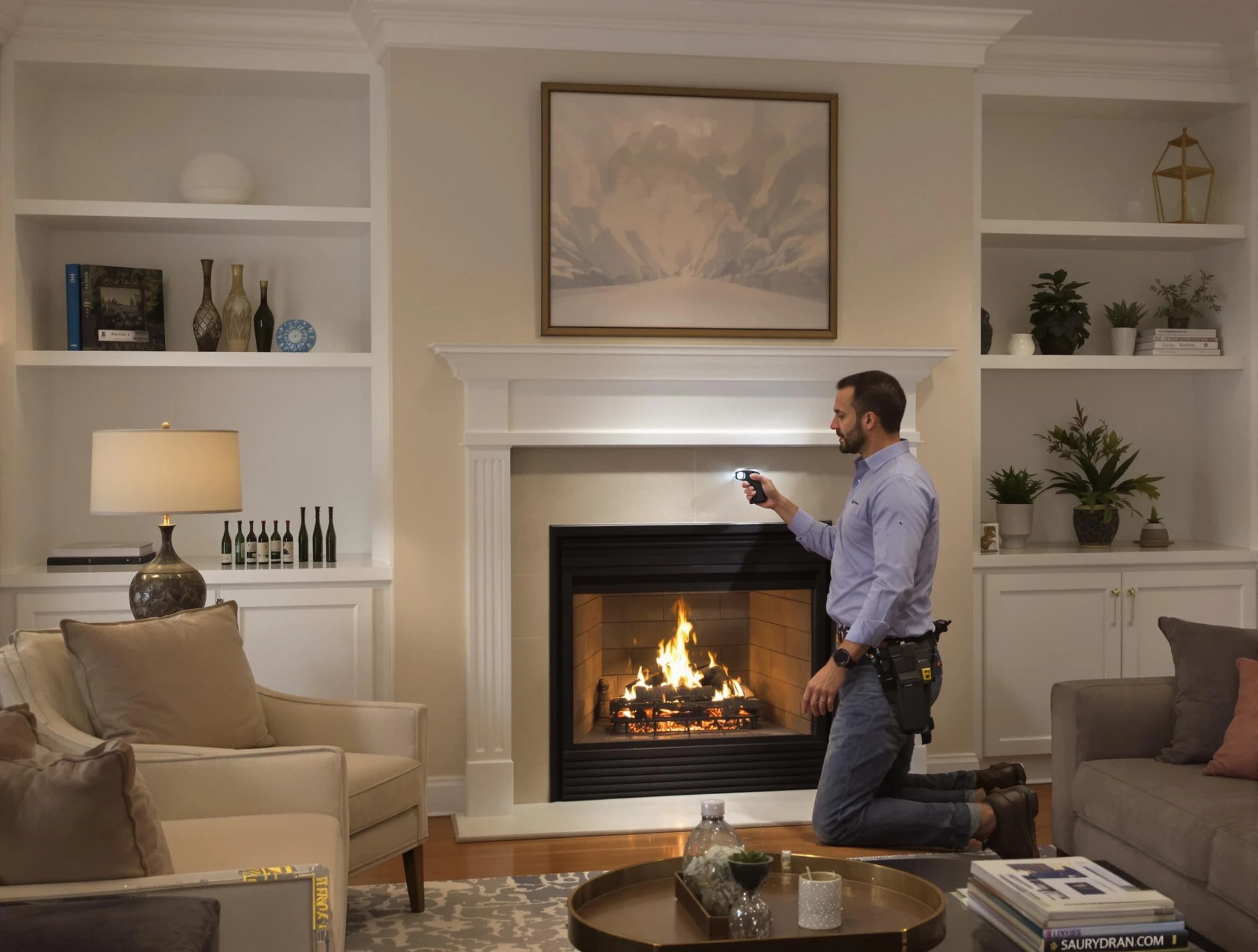 Scott Chimney Sweep conducting a fireplace safety inspection in Scott, PA