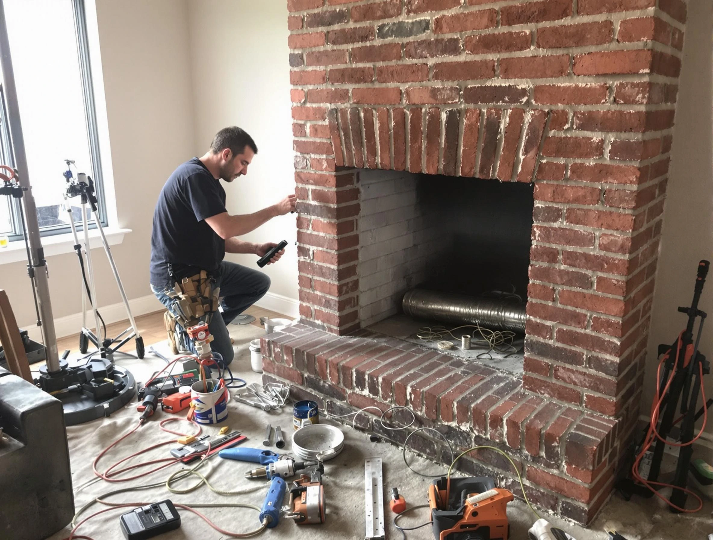 Scott Chimney Sweep specialist finalizing chimney liner service in Scott, PA